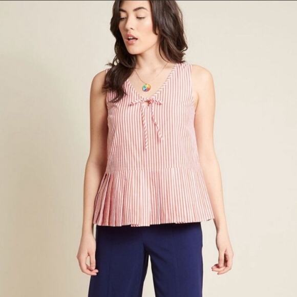 ModCloth Optimistic Essence striped peplum top - Picture 1 of 11
